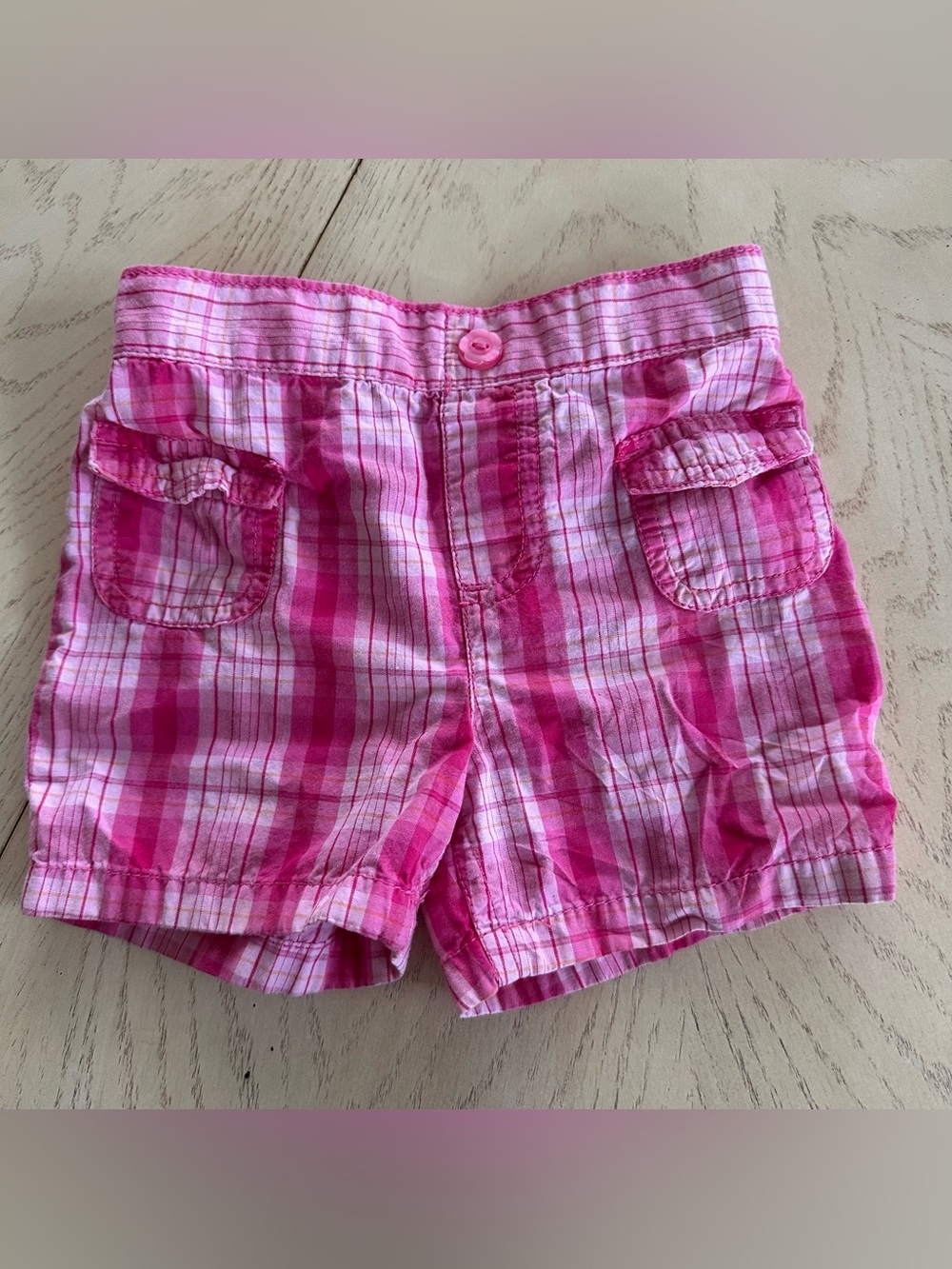 Vintage Faded Glory Plaid Pink Cotton Shorts 18 Months Y2K